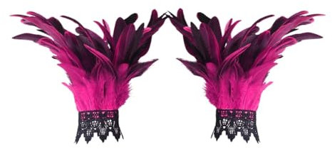 Feder dekorative Handschuhe Karneval Party Kostüm Zubehör Maskerade Show Dieb Kostüm (Hot Pink, One Size)
