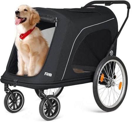 Beberoad 2-in-1 Hundeanhänger für Fahrrad & Hundebuggy, R8 Fahrradanhänger für Hunde und Tieren, hundewagen Klappbar für Hunde ältere, behinderte und trächtige