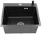Czyurachel Lavabo en acier inoxydable brossé - 40 x 45 cm - Avec distributeur de savon - Grand évier de cuisine - En acier inoxydable brossé - Noir/gris