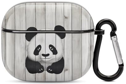 Kompatibel mit AirPods-Hülle, weißer Panda, vollständiger Schutz, Kopfhörerabdeckung, kompatibel mit Airpods 3., unterstützt kabelloses Laden mit Karabiner, Front-LED sichtbar