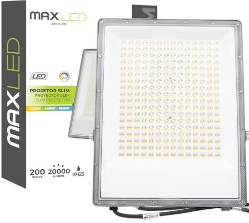 Maxled, Light is Led! 1x 200W LED Strålkastare Utomhus 3000K-4000K-6500K Flutljus 20000LM StrålkastareUtomhusskyltlampa IP65 Vattentät Strålkastare för Bakgård Trädgård Garage Idrottsplats Gård Fluter