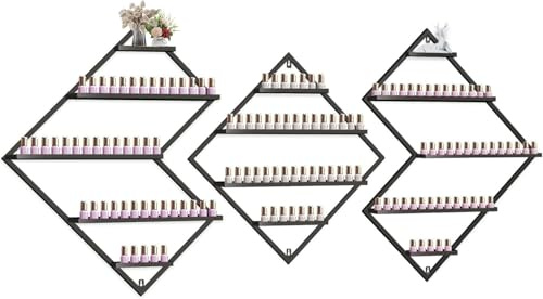 TOROKOM Estante de metal para almacenamiento de esmalte de uñas, estante de exhibición de cosméticos, pintalabios, perfume, estante de pared, organizadores de aceites esenciales para el hogar, spa