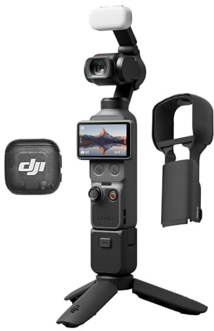 DJI Osmo Pocket 4 Kreativ Combo avec Un étui de Protection, caméra vlog avec stabilisateur de Poche + 3 Microphones, capteur CMOS 1 Pouce et 4K/240 IPS, mémoire intégrée de 107 Go