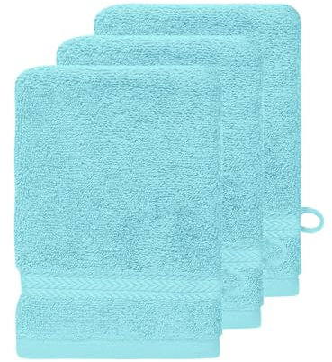 Sensei Maison - Lot de 3 Gants de Toilette 550 g/m² Luxury - 16x22 cm - Bleu Turquoise