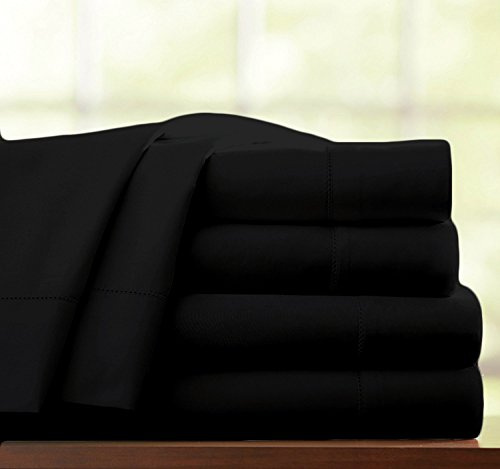 100% EGYPTIAN COTTON 3PC 300 THREAD COUNT HOTEL QUALITY DUVET COVER BEDDING BED SET WITH PILLOWCASES (Double, Black)