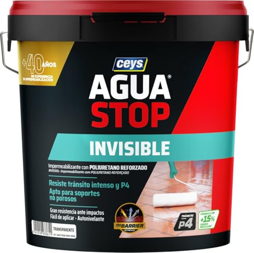 Ceys - Aguastop Invisible - Micromembrana Transparente Impermeabilizante - Antifiltraciones, Cubre Grietas y Fisuras - Alto rendimiento - Tratamiento Protector - 16 L