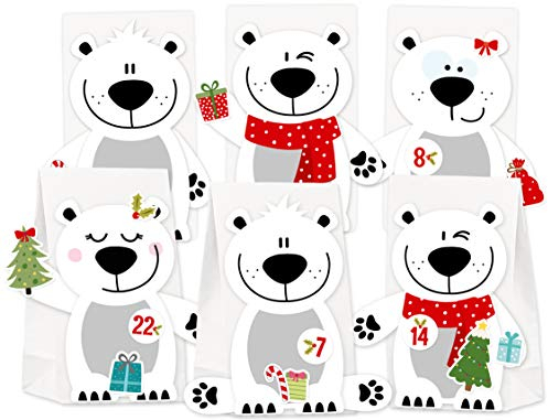 KuschelICH Adventskalender zum Befüllen Eisbär - mit Stickern zum Gestalten und selber Basteln - wiederverwendbar (Eisbär)