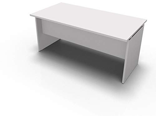 One Living Scrivania da Ufficio Panel Desk Tavolo Porta PC 160 x 80 x 73 CM - Bianco