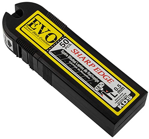 Gedotec Abbrechklingen 18 mm Ersatz-Klingen für Cuttermesser | KDS Power Black Evolution | SB-10B EVO | Klinge entwickelt für maximale Schärfe | MADE IN JAPAN | 50 Stück - Profi Cutterklingen
