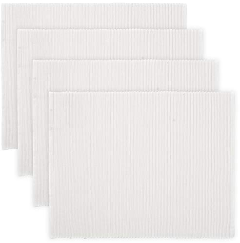 LINUM Uni 4-er Pack Tischsets 35x46 cm, 100% Gerippte Baumwolle, Abwaschbar, Weiß