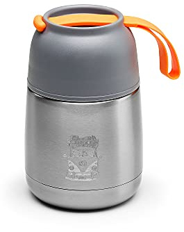 Volkswagen 7E9069604A Thermobehälter VW T1 Bulli Motiv Edelstahl Behälter 450ml Thermogefäß, Silber/orange