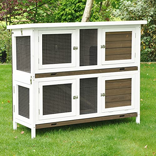 nanook Hasenstall Kaninchenstall Smoky XL– klappbar – einfache klick-Montage - kein Schrauben - Schnellaufbau in wenigen Minuten - 120 x 50 x 104 cm - braun weiß