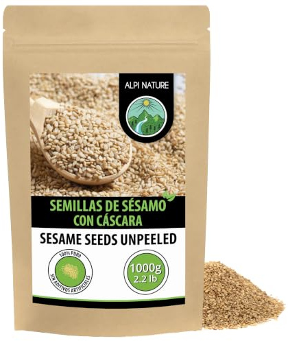 Alpi Nature Weißer Sesam ungeschält 1kg, Sesamkörner ganz weiß, Sesam weiß | Sesame Seeds, ideal für Brot, Backwaren, Salate, Sushi & Gerichte