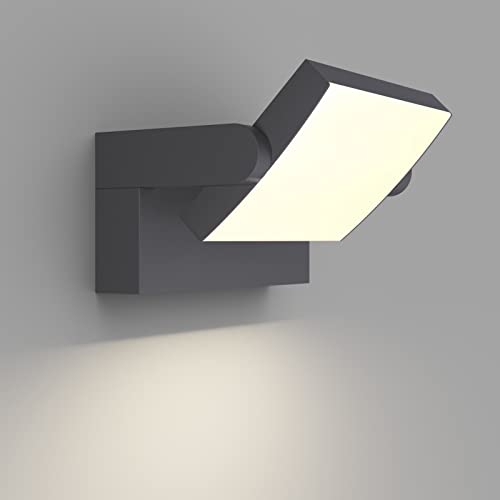 Klighten 24W Außenlampe Aussenleuchte Wand, Wasserdicht IP65 Wandleuchte Außen Innen Wandlampe mit Schwenkbar LED Panel Außenleuchte für Garten Terrasse, Anthrazit, 1500 LM, Neutral Weiß 4000K