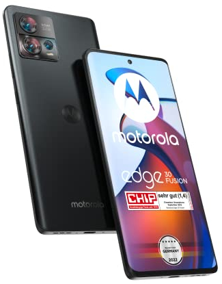 Motorola Mobility Moto Edge30 Fusion Smartphone avec écran FHD+ 6,55, appareil photo de 50 MP, 8/128 Go, 4400 mAh, Android 12, gris cosmic, avec coque de protection + adaptateur de voiture