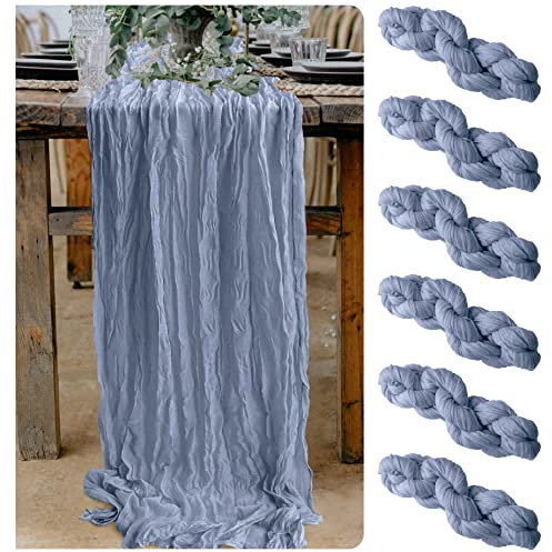 Lot de 6 Chemins de Table en Étamine, 3 M en Gaze pour Arche de Mariage Bohème et Rustique, Décoration de Fête Prénatale, Prénuptiale, Anniversaire et Répétition