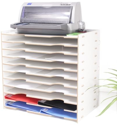 A3-Briefablage-Papier-Organizer, Holz-Schreibtisch-Tablett-Organizer, stapelbare Schreibtisch-Tabletts (Color : Ivory, Size : 51.8x33x49CM)
