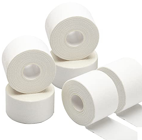 showll Sporttape Weiß,6 Rollen Kinesiotapes (3.8cm x 10m),hautfreundlich Kinesiologie Tape,Selbstklebender Sport Tapeverband für Handball Fußball Volleyball