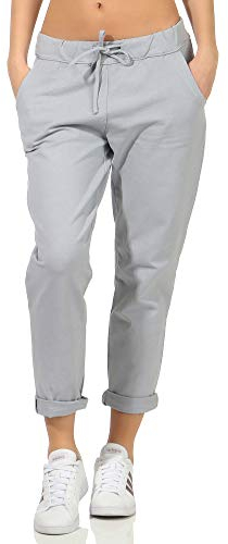 Damen Jogginhose im Boyfriend-Style Sweatpants für Freizeit Sport Fitness Yoga Training 3569 (as3, Numeric, Numeric_42, Numeric_46, Regular, Long, Hellgrau)