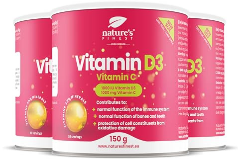 Nature's Finest by Nutrisslim Vitamin D3 + Vitamin C Complex Pulver, Immunstärkung mit ausgezeichnetem Geschmack, Kein Zucker, Schutz vor oxidativem Stress