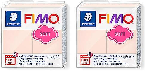 STAEDTLER FIMO Soft 8020-43 Oven-Hardening Modelling Clay, 57 g, Pale Pink (Pack of 2)