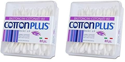 Cotton Plus BASTONCINI COTONATI MAKE-UP 80 pz. - LINEA BEAUTY | COTTON FIOC PER IL MAKE-UP | Due diverse testine, due funzioni. (Confezione da 2)