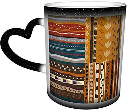 BOHHO Tazza da caffè con linee di stile tessitura tazza Tazza da viaggio personalizzata con cambio colore nero magico Tazza sensibile al calore in ceramica