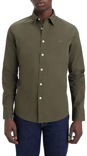 Levi's Men's Long-Sleeved Battery Housemark Slim Shirt, Olive Night, M