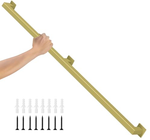 Quadratischer Treppenhandlauf – Treppengeländer-Handläufe für den Innen- und Außenbereich, Wandmontage-Treppengeländerhalterungen, rutschfester Sicherheits-Haltegriff mit Installationssatz (Größe