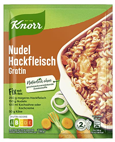 Knorr Fix Nudel-Hackfleisch Gratin 2 Portionen (1 x 36 g) (Packung mit 10)