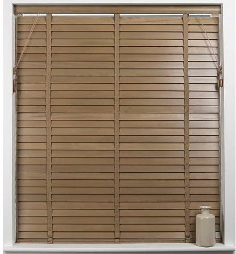 UNIVERSAL 50mm Wooden Venetian Blind - Oak - 60cm x 160cm
