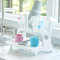PopYum Glacier White Platzsparender Wäscheständer aus 100% recycelten Flaschen, Arbeitsplatte für Babyflaschen, Plastiktüten, Tassen, Glas, Becher, Trinkgläser, Kompakt