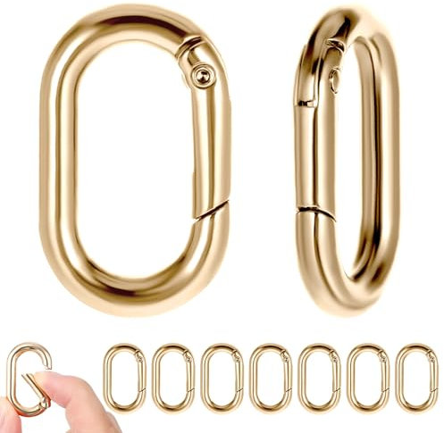10 Stück Karabiner Oval, Karabiner Gold Klein Karabiner Geldbörsen, Karabinerhaken Schlüsselanhänger Federschnallen Karabinerhaken Clip für Geldbörsen Angeln Kette Reisen Wandern (Gold)