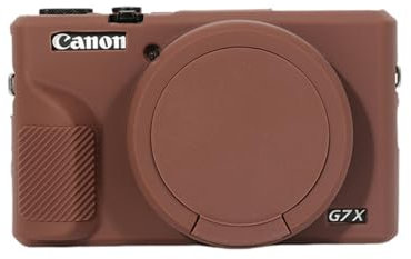 G7X Mark III Case,Soft Silicone Protective Case Ultra-Thin Lightweight for Canon PowerShot G7X Mark III Camera with Removable Lens Cover (Coffee)