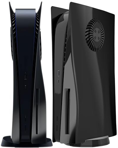 Joso Placa frontal de estilo brillante para PS5 Disc Edition, antiarañazos, carcasa de repuesto a prueba de polvo, cubierta Skin Fit para consola PS5 (CD-ROM) con ventilación de refrigeración, placas