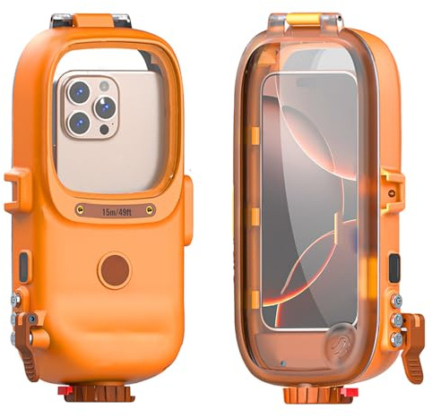 AICase Universelle wasserdichte und stoßfeste Tauchhülle für iPhone 16 Pro Max/16 Plus/16 Pro/16/15/14/13/12/11/XS Max XR X 8 7 6S Plus Galaxy 25 Ultra/25+/25/24/23/22, Wasserdicht bis 15 m