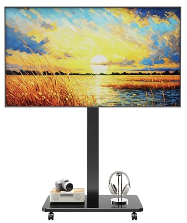 CNTSLNB Meuble TV à roulettes pour téléviseurs de 10 à 46 pouces jusqu'à 40 kg, noir