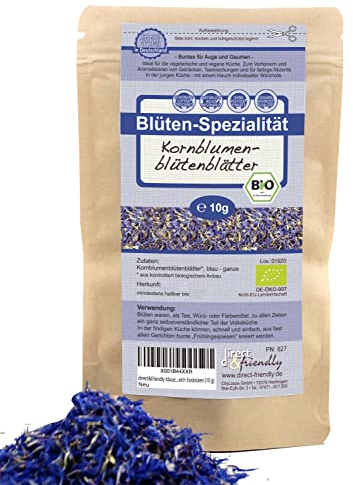 direct&friendly | blaue Bio Kornblumenblütenblätter | Essblüten ohne Kelch | 10 g | Tee und Dekoration