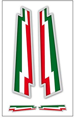 StickersLab - 4 Adesivi Bandiera Italiana frecce in Vinile Ultra Resistente per Moto Vespa Auto Fiat 500 Casco