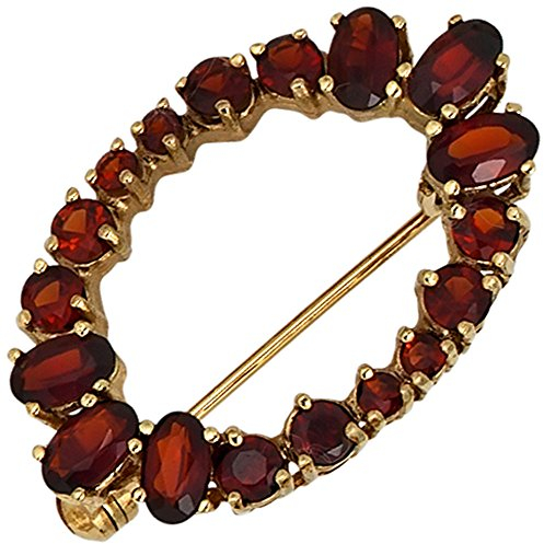 Jobo Damen Brosche Granat 375 Gold Gelbgold 18 Granate rot Goldbrosche Granatschmuck