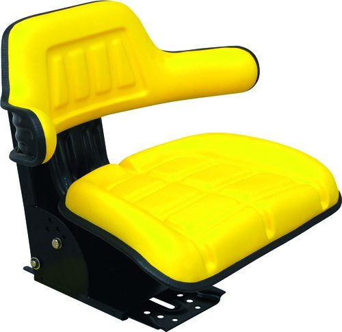 Siège de tracteur John Deere + Console droite, Jaune, Adapté à la plupart des tracteurs, 5 angles d'inclinaison de 0,5° à 25°, Dimensions de la plaque de fixation : 214 x 250 mm