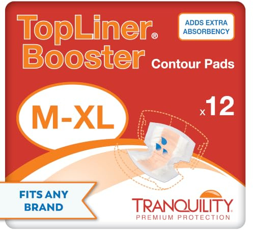 Tranquility TopLiner® Disposable Absorbent Booster Contour Pads for Bowel Incontinence - Contour (21.5 x 13.5) - 12 ct