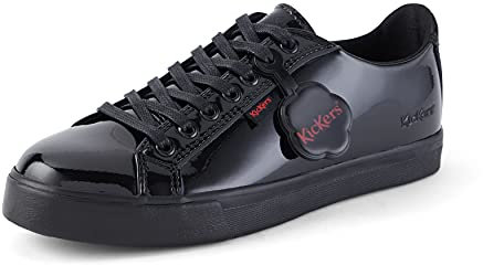 Kickers Tovni Lacer Youth Black Patent Shoes-UK 5 / EU 38