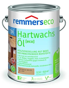 Remmers Hartwachs-Öl [eco] intensiv-weiß, 2,5 Liter, für innen, natürliche Basis, 3in1: Beize, Öl und Versiegelung in einem, rutschhemmend, vegan