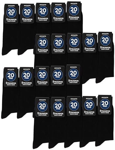 Occulto Herren & Damen Schwarze Socken 10er Pack, 20er Pack, 30er Pack (Modell: Hermann)