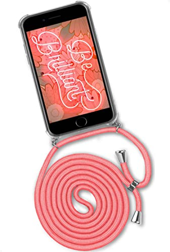 ONEFLOW Handykette für iPhone 6s Plus / 6 Plus Hülle mit Band, Handyhülle mit Kette abnehmbar, Handyband zum Umhängen, Handy Umhängeband Lange Handykordel, Twist Case – Rosa