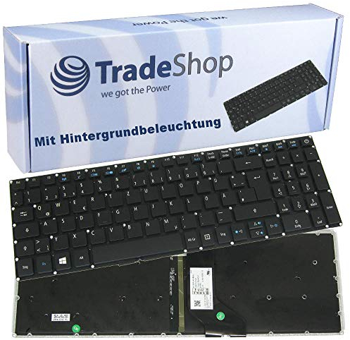 Trade-Shop Original QWERTZ Deutsch Tastatur mit Hintergrundbeleuchtung für Acer Aspire A515 A515-41 A515-41G A515-51 A515-51G A517 A517-51 A517-51-38F8 A517-51G