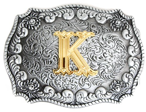 Herren-Gürtelschnallen, englischer Buchstabe in 3D, Westernstil, Cowboy-Alphabet, Initiale, Gürtelschnallen für Herren Gr. onesize, K