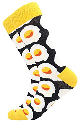 BONANGEL Chaussettes Homme Fantaisie Lot Chaussette Homme en Coton,Chaussettes et Multicolores,Cadeau Homme taille unique multicolor (1pair-Fried Egg)