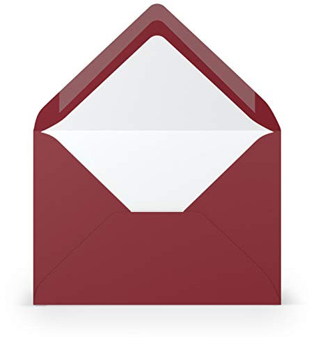PAPERADO 50 Briefumschläge Rosso gerippt Dunkel-Rot - 100 g/m² Kuvert Ohne Fenster 11,4 x 16,2 cm - Umschläge mit Nassklebung spitze Klappe